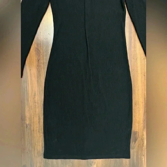 Walter Baker Dress Size Large Black Twist Front Ribbed Knit Bodycon Midi NWOT - Picture 12 of 15